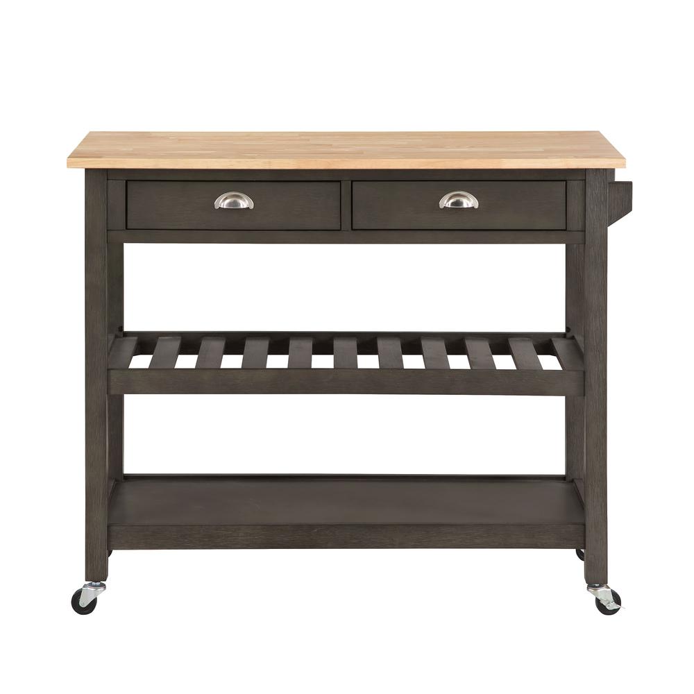 American Heritage 3 Tier Butcher Block Kitchen Cart with Drawers. Picture 5