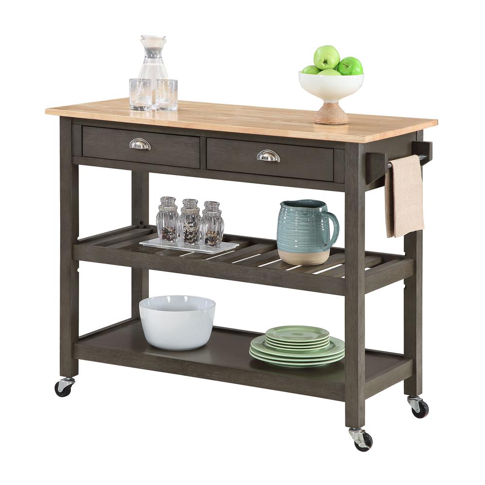 American Heritage 3 Tier Butcher Block Kitchen Cart with Drawers. Picture 2