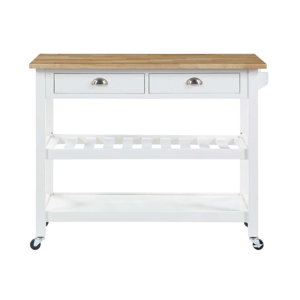 American Heritage 3 Tier Butcher Block Kitchen Cart with Drawers. Picture 3