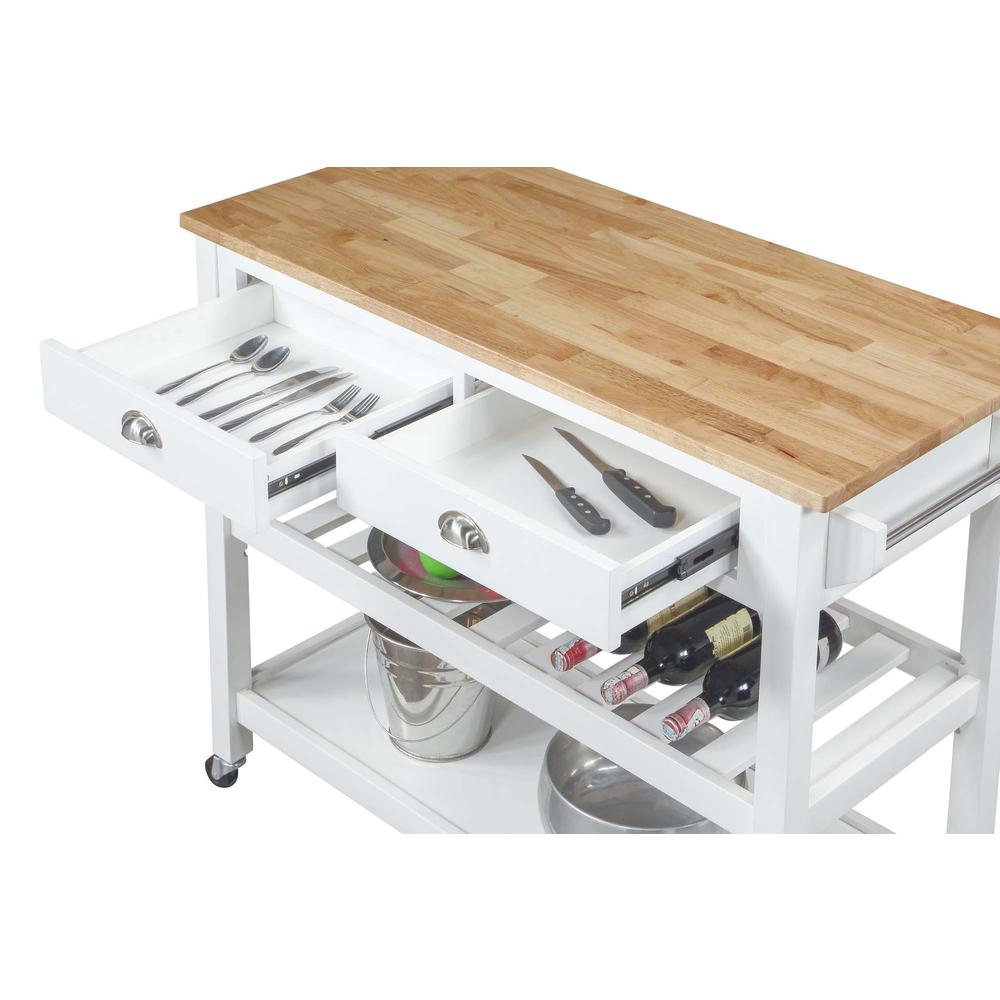 American Heritage 3 Tier Butcher Block Kitchen Cart with Drawers. Picture 2