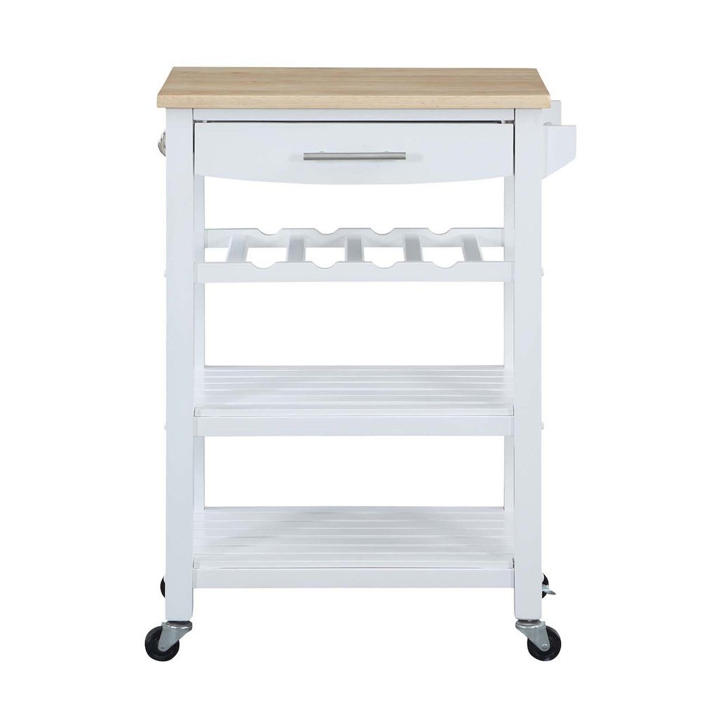 Ellaine 4 Tier Butcher Block Kitchen Cart with Drawer and Wine Rack. Picture 8