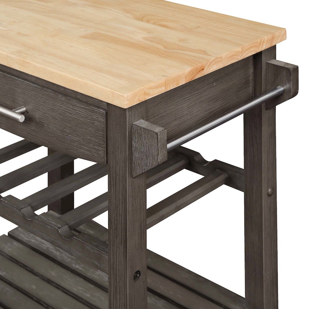 Ellaine 4 Tier Butcher Block Kitchen Cart with Drawer and Wine Rack. Picture 4