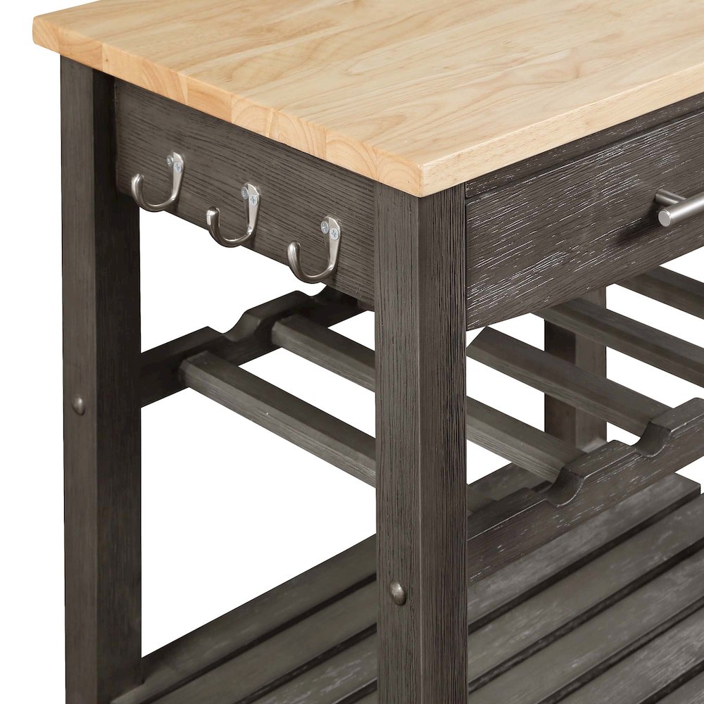 Ellaine 4 Tier Butcher Block Kitchen Cart with Drawer and Wine Rack. Picture 5