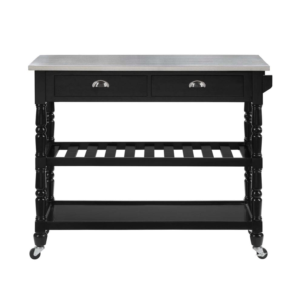 French Country 3 Tier Stainless Steel Kitchen Cart with Drawers. Picture 3