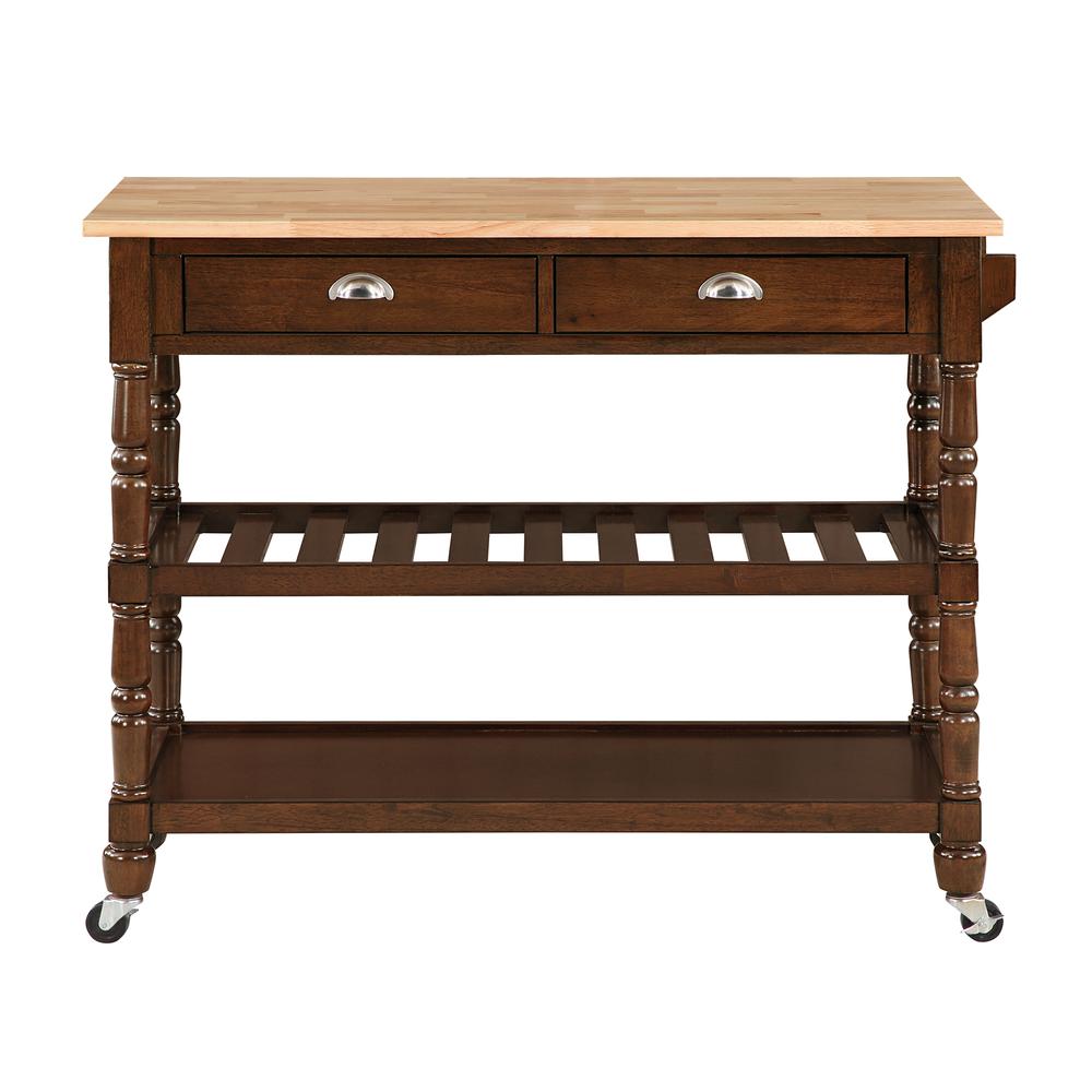 French Country 3 Tier Butcher Block Kitchen Cart w/ Drawers. Picture 5