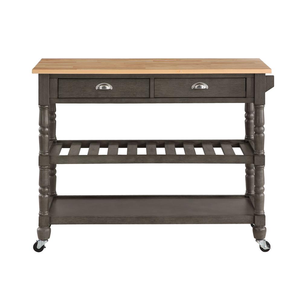 French Country 3 Tier Butcher Block Kitchen Cart with Drawers. Picture 5