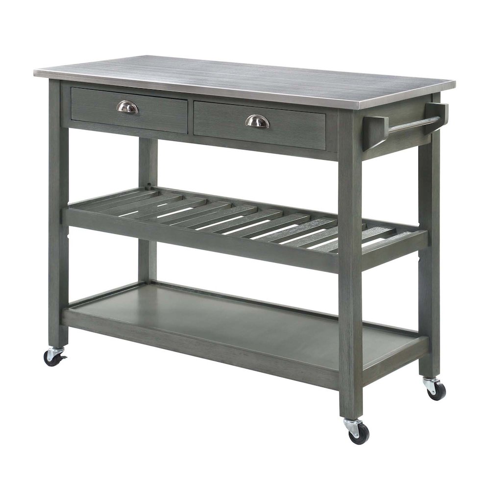 American Heritage 3 Tier Stainless Steel Kitchen Cart with Drawers. Picture 1
