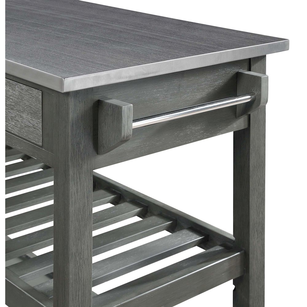American Heritage 3 Tier Stainless Steel Kitchen Cart with Drawers. Picture 7