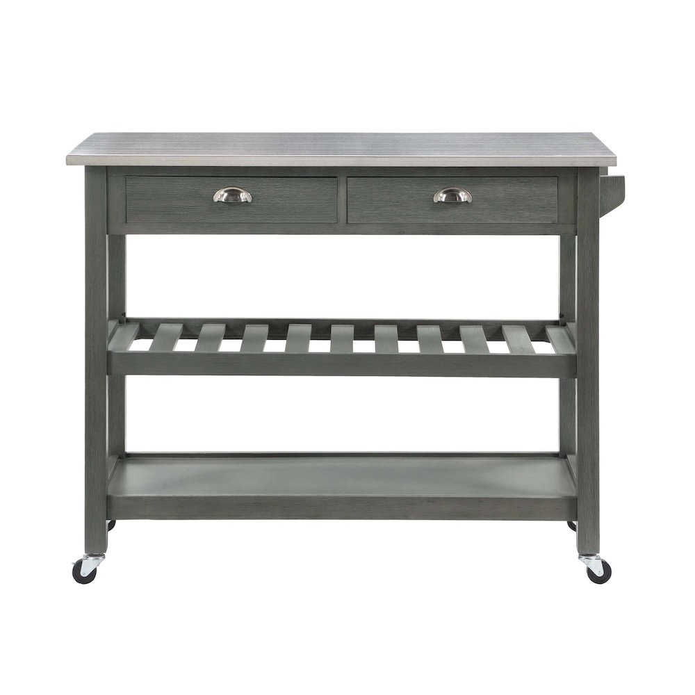 American Heritage 3 Tier Stainless Steel Kitchen Cart with Drawers. Picture 5