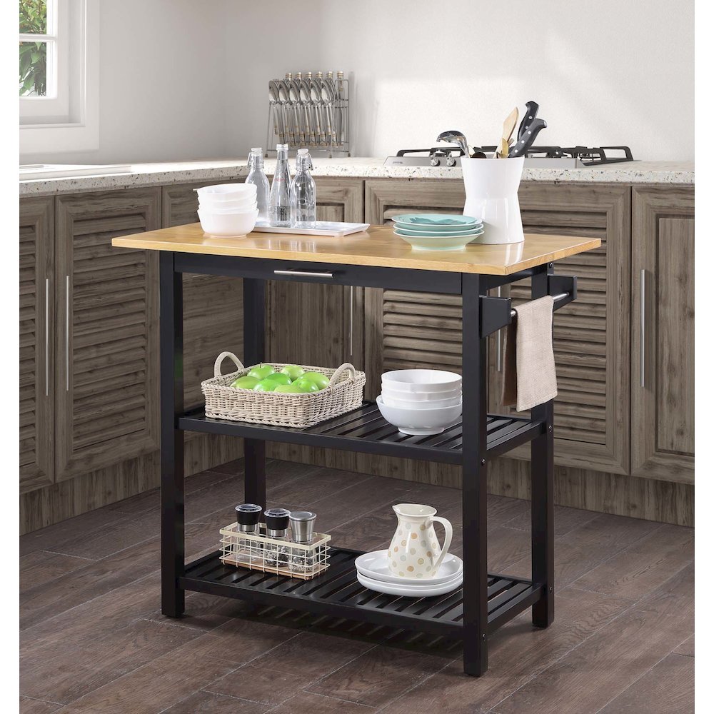 Designs2Go 3 Tier Butcher Block Kitchen Prep Island with Drawer. Picture 2