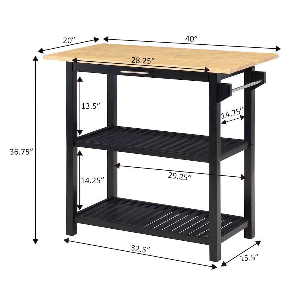 Designs2Go 3 Tier Butcher Block Kitchen Prep Island with Drawer. Picture 10