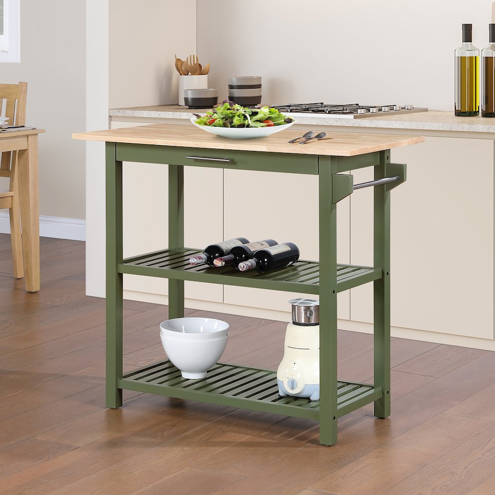 Designs2Go 3 Tier Butcher Block Kitchen Prep Island with Drawer. Picture 5