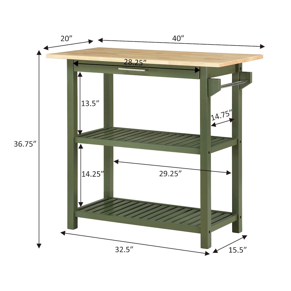 Designs2Go 3 Tier Butcher Block Kitchen Prep Island with Drawer. Picture 6