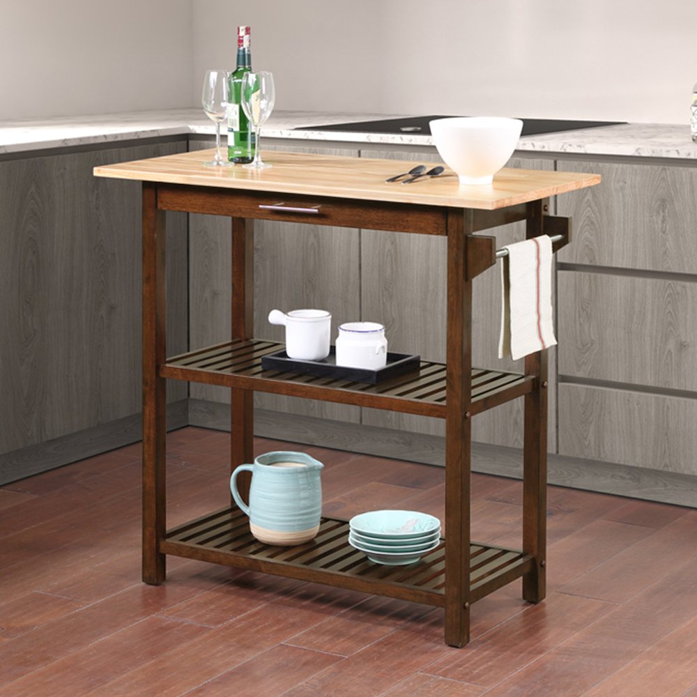 Designs2Go 3 Tier Butcher Block Kitchen Prep Island with Drawer. Picture 2
