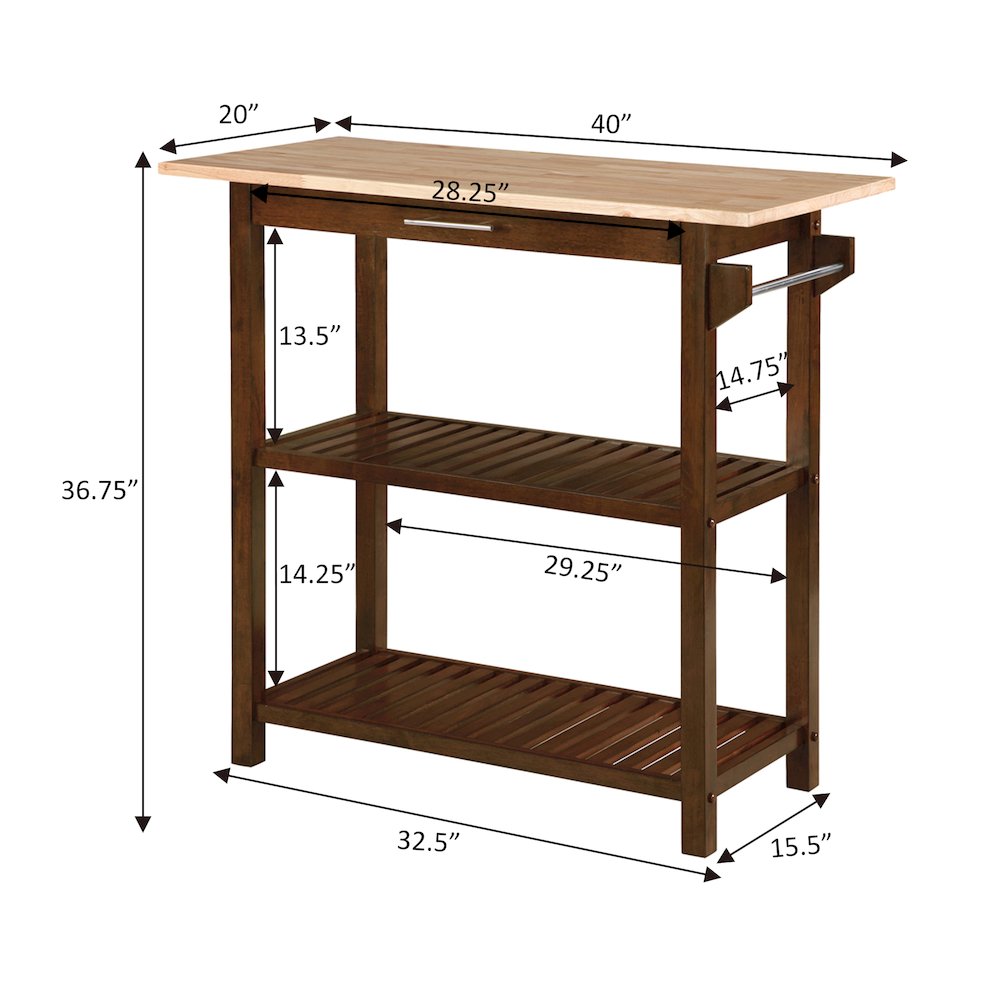 Designs2Go 3 Tier Butcher Block Kitchen Prep Island with Drawer. Picture 10