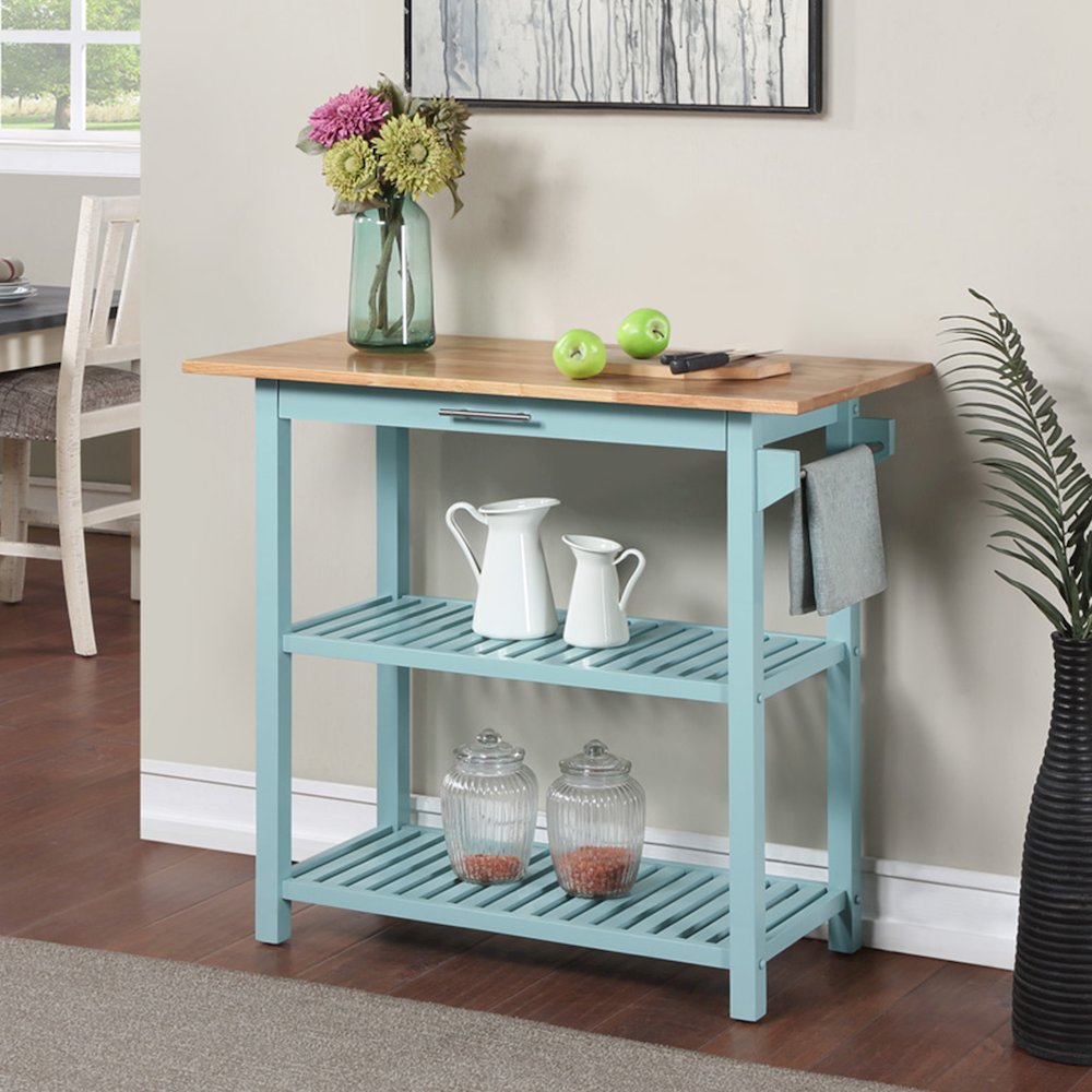 Designs2Go 3 Tier Butcher Block Kitchen Prep Island with Drawer. Picture 2