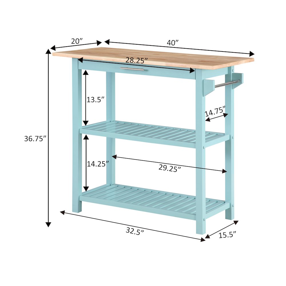 Designs2Go 3 Tier Butcher Block Kitchen Prep Island with Drawer. Picture 9