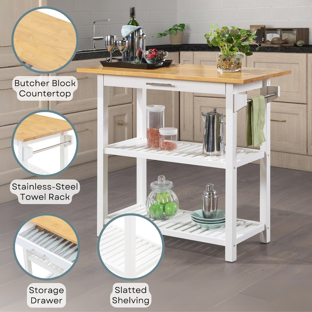 Designs2Go 3 Tier Butcher Block Kitchen Prep Island with Drawer. Picture 4