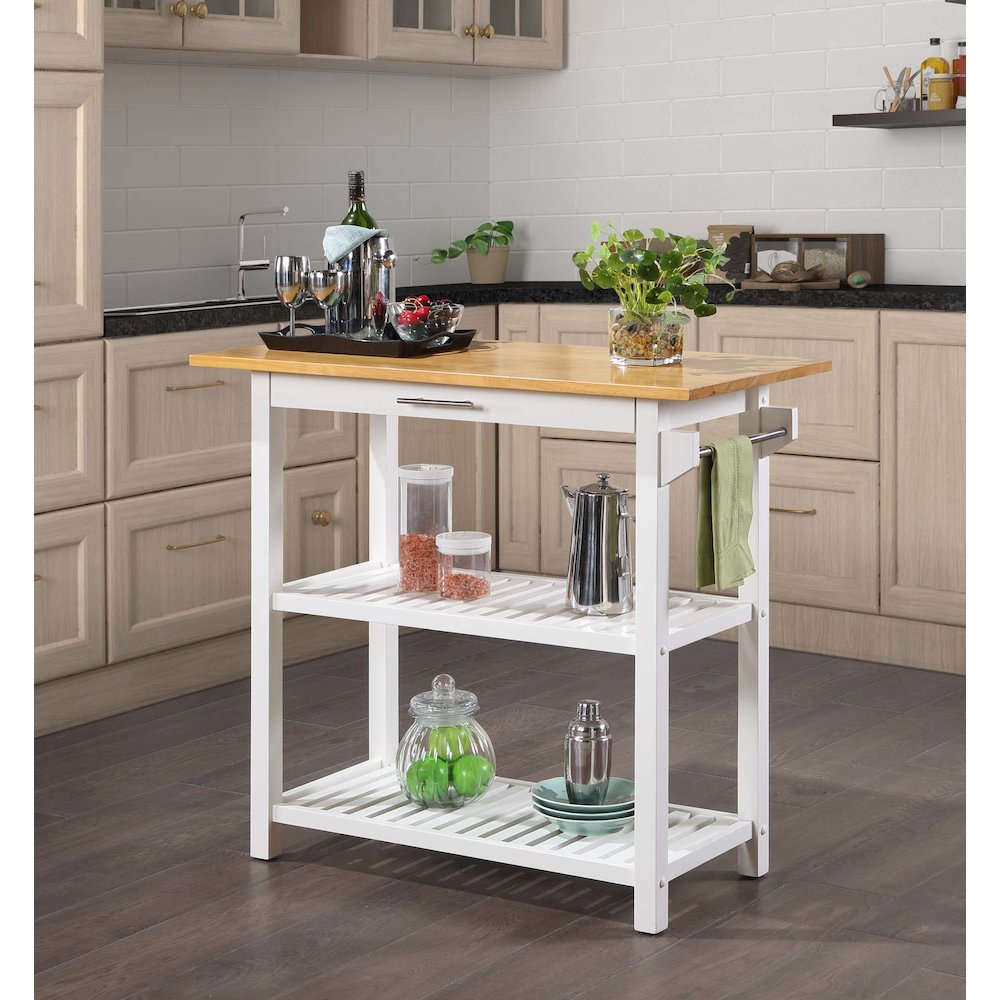 Designs2Go 3 Tier Butcher Block Kitchen Prep Island with Drawer. Picture 2