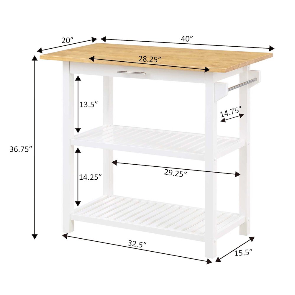 Designs2Go 3 Tier Butcher Block Kitchen Prep Island with Drawer. Picture 10