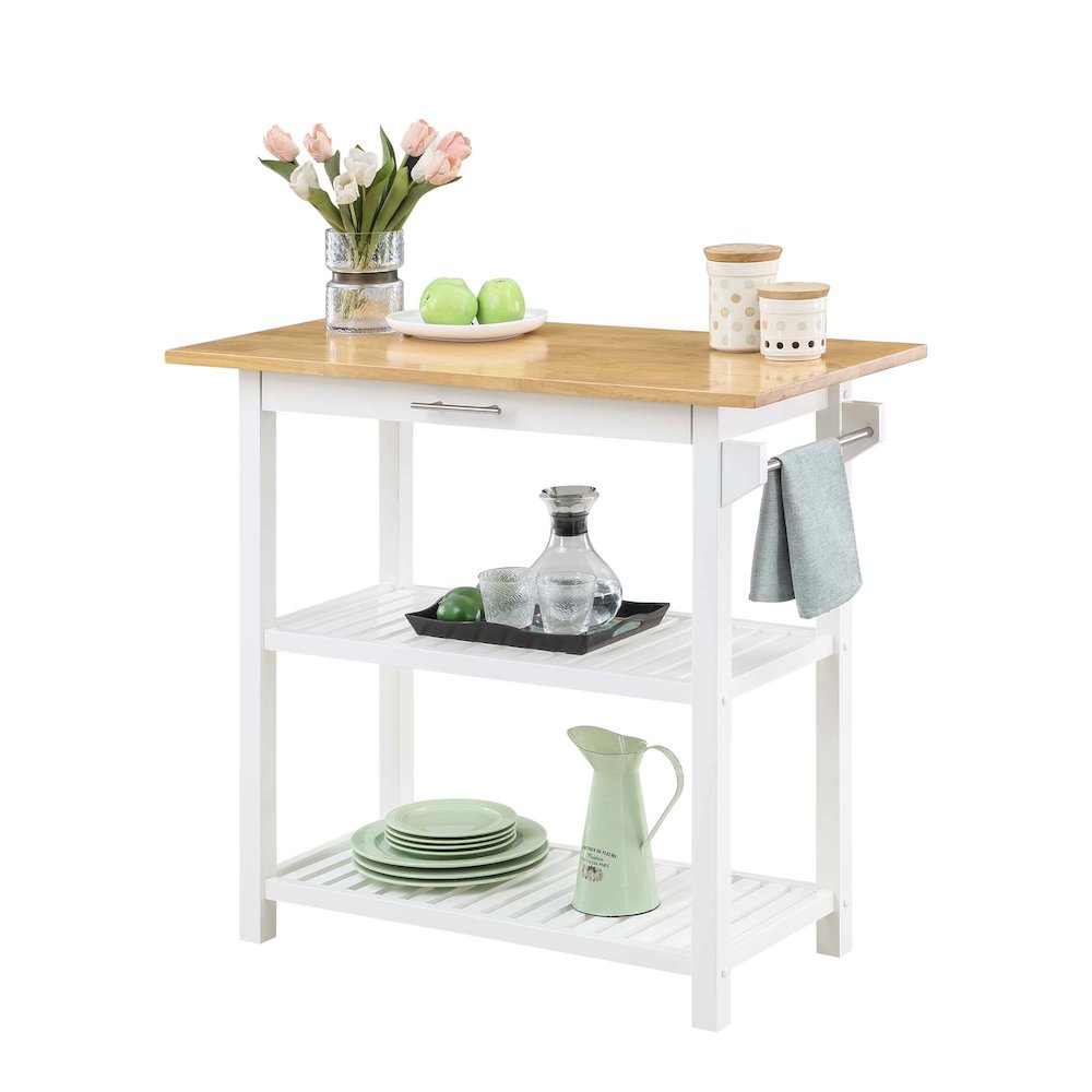 Designs2Go 3 Tier Butcher Block Kitchen Prep Island with Drawer. Picture 3