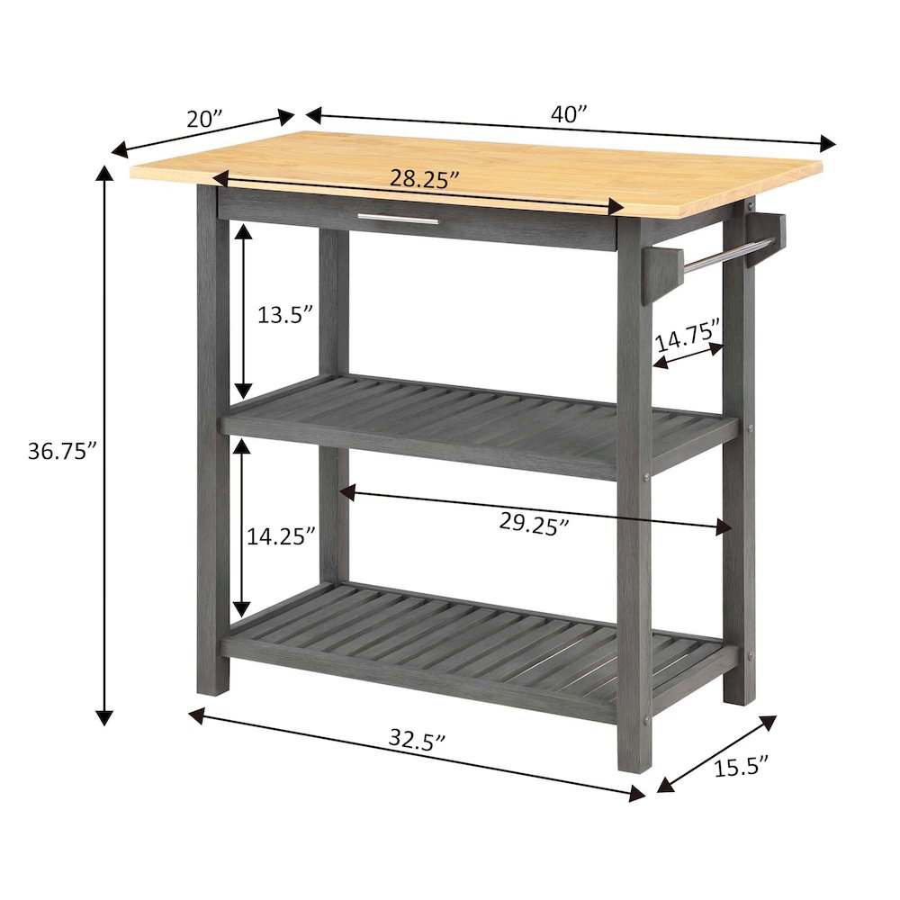 Designs2Go 3 Tier Butcher Block Kitchen Prep Island with Drawer. Picture 9