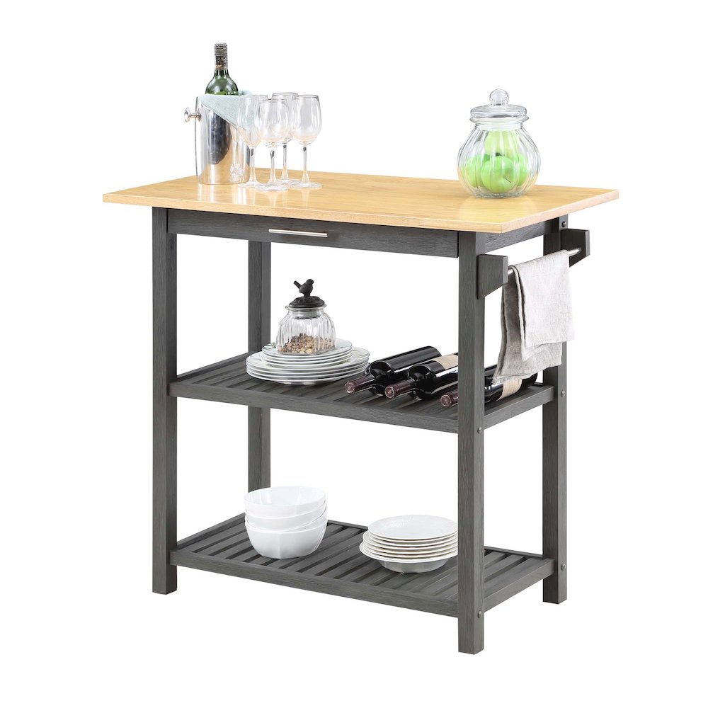 Designs2Go 3 Tier Butcher Block Kitchen Prep Island with Drawer. Picture 2