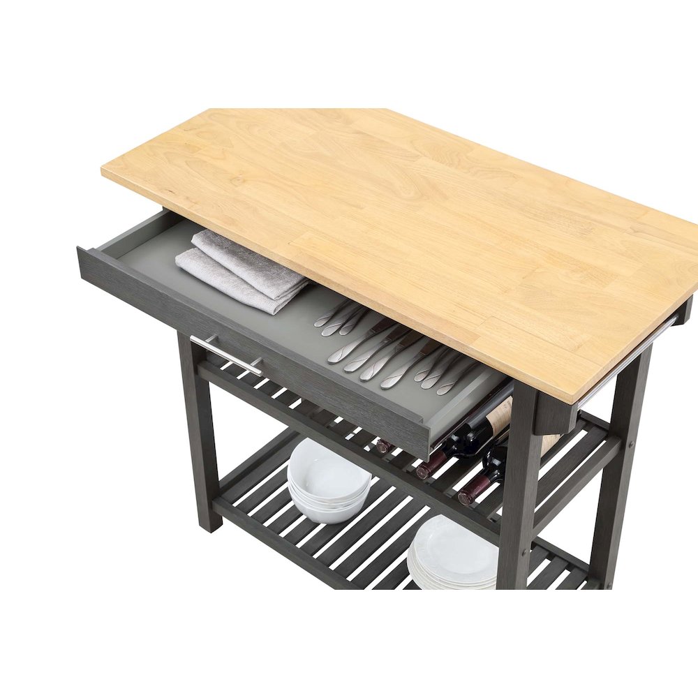 Designs2Go 3 Tier Butcher Block Kitchen Prep Island with Drawer. Picture 3