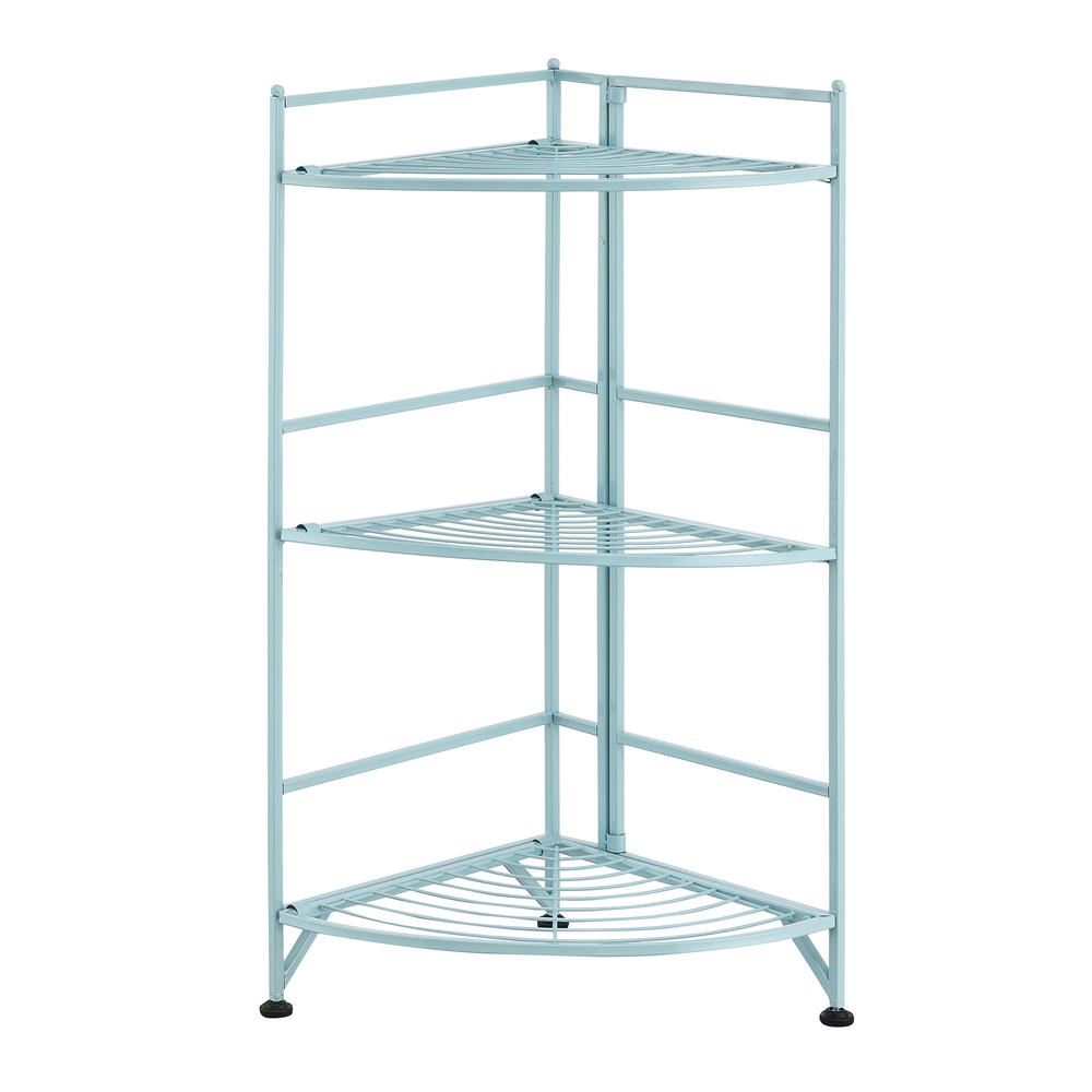 Xtra Storage 3 Tier Folding Metal Corner Shelf,Blue. Picture 1