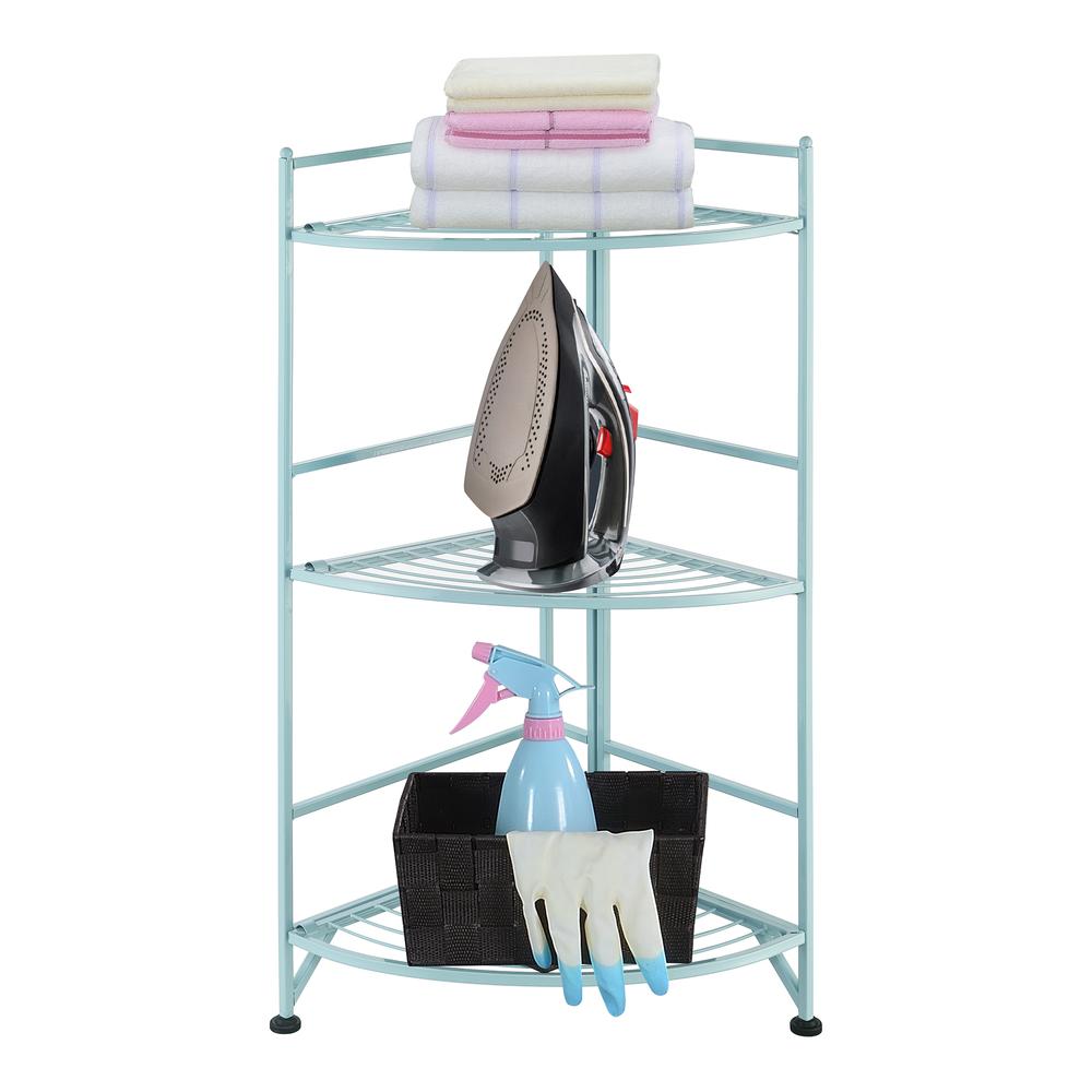 Xtra Storage 3 Tier Folding Metal Corner Shelf,Blue. Picture 2