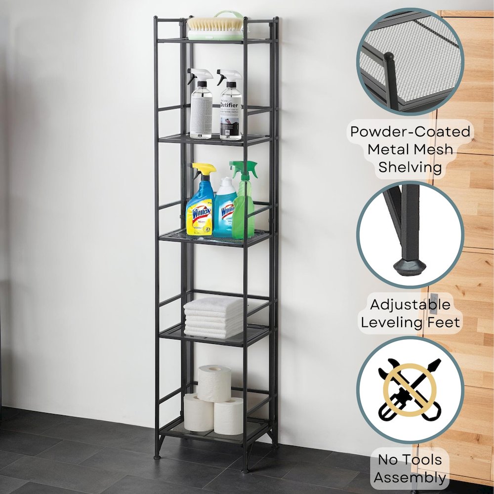 Xtra Storage 5 Tier Folding Metal Mesh Shelf. Picture 3