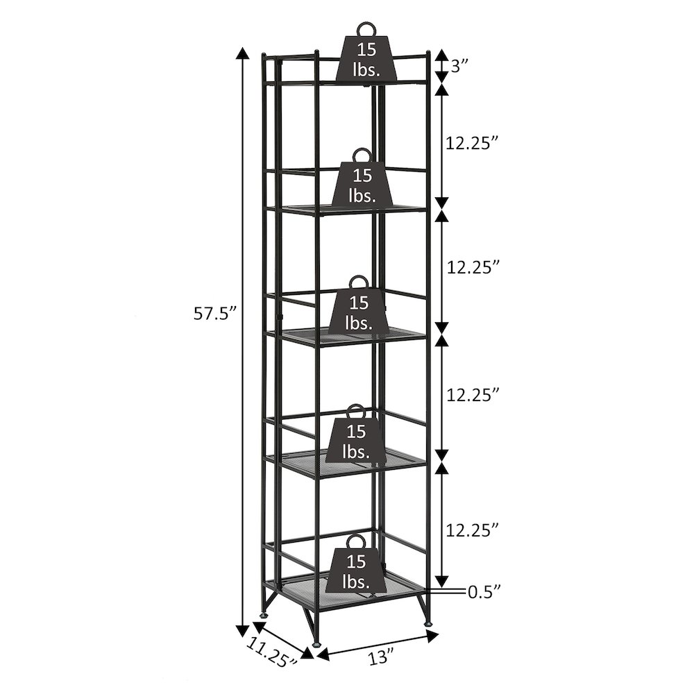 Xtra Storage 5 Tier Folding Metal Mesh Shelf. Picture 6
