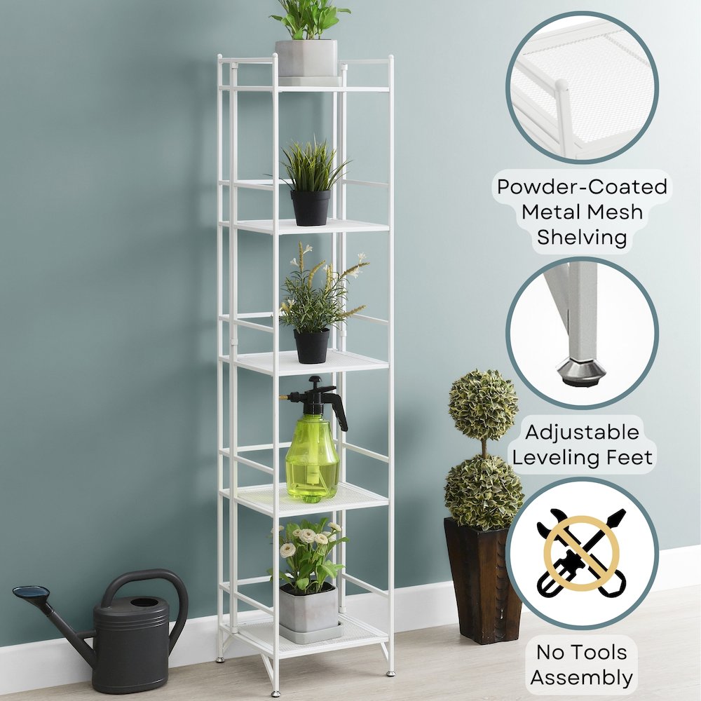 Xtra Storage 5 Tier Folding Metal Mesh Shelf. Picture 3