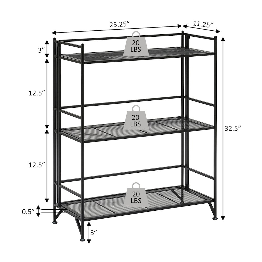 Xtra Storage 3 Tier Wide Folding Metal Mesh Shelf. Picture 6