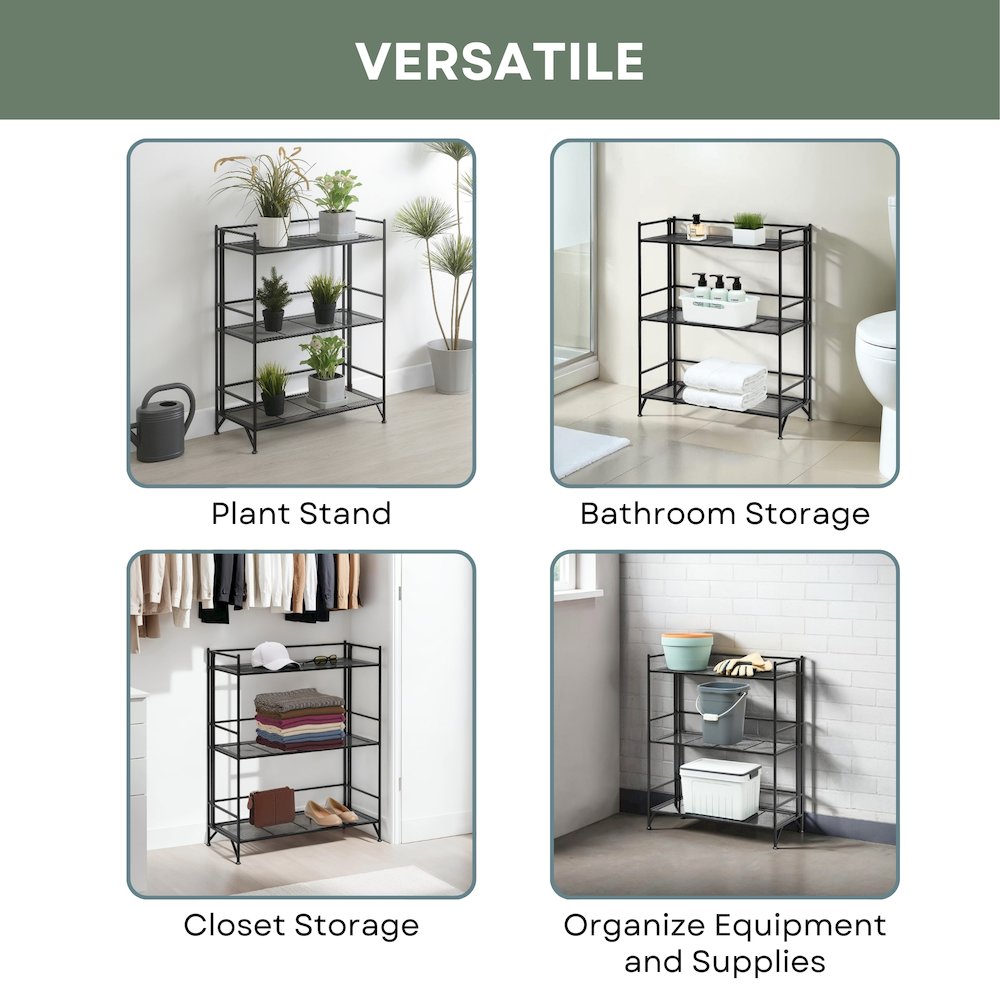 Xtra Storage 3 Tier Wide Folding Metal Mesh Shelf. Picture 4