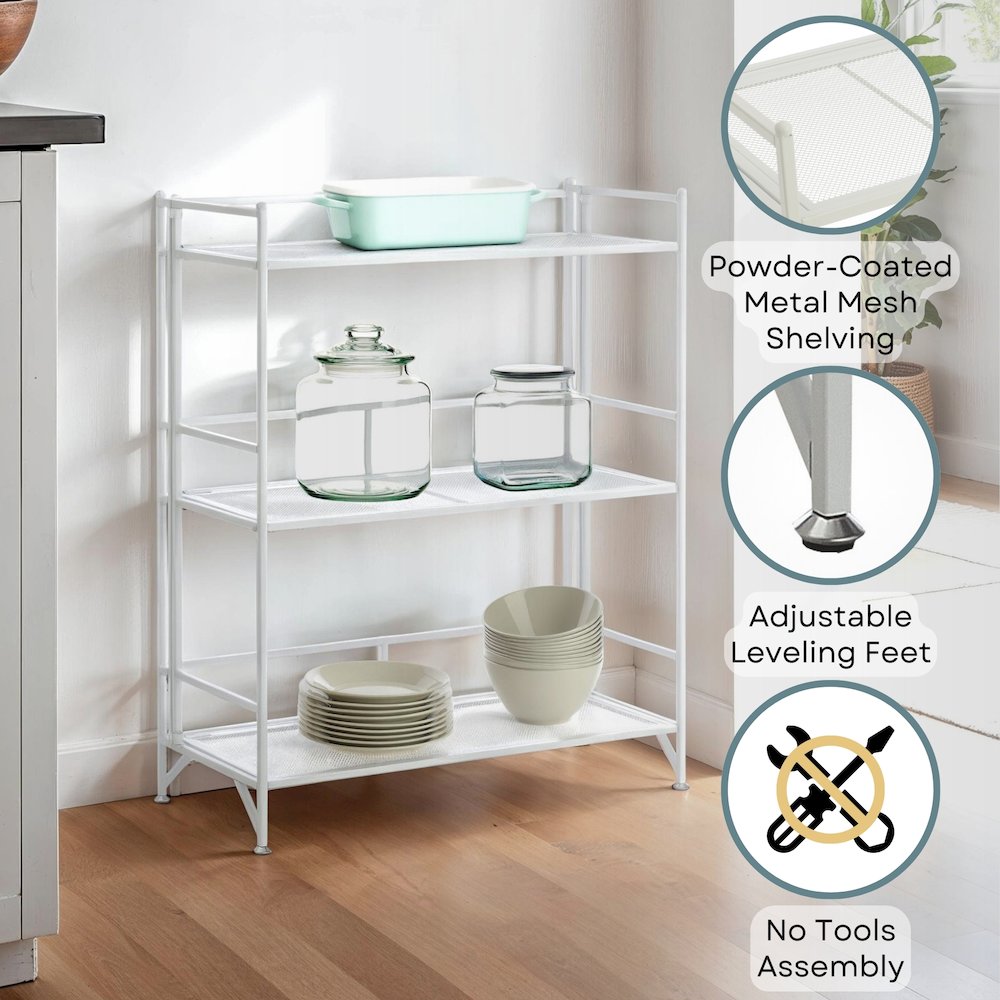 Xtra Storage 3 Tier Wide Folding Metal Mesh Shelf. Picture 3