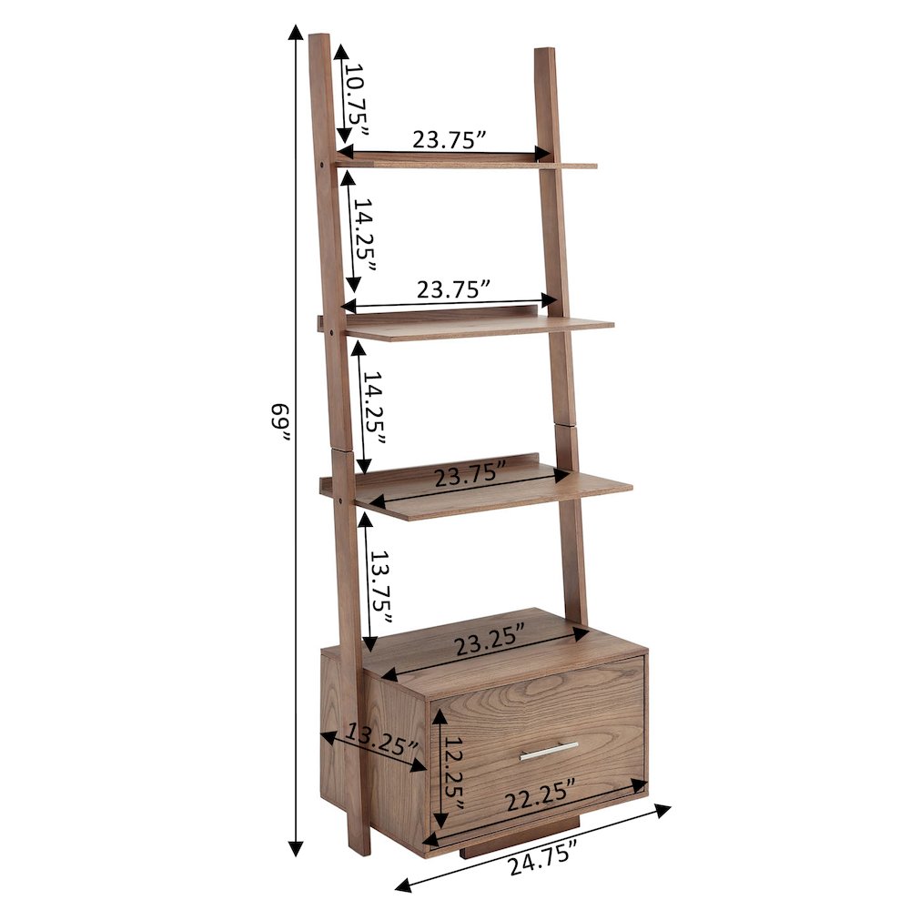 American Heritage Ladder Bookcase with File Drawer. Picture 4