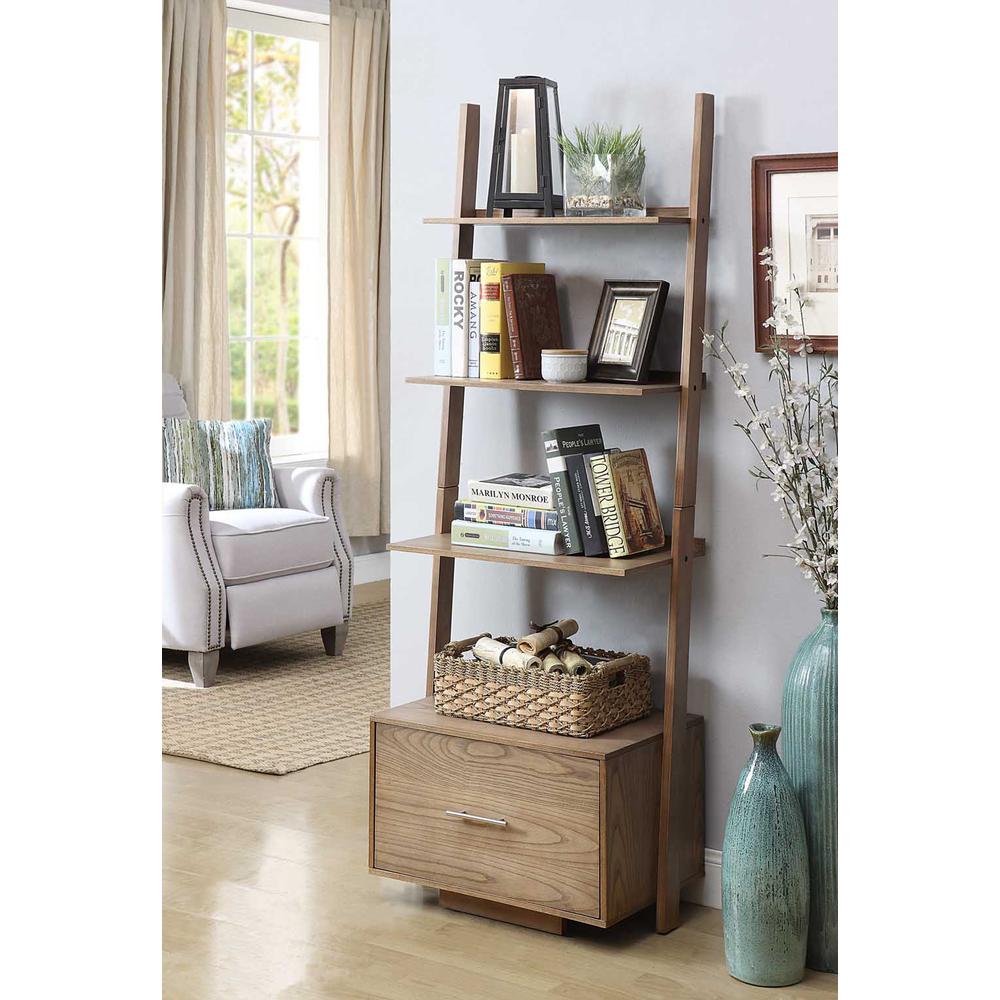 American Heritage Ladder Bookcase with File Drawer. Picture 1
