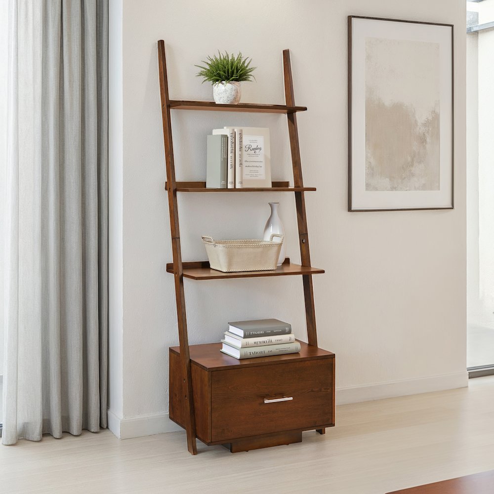 American Heritage Ladder Bookcase with File Drawer. Picture 2