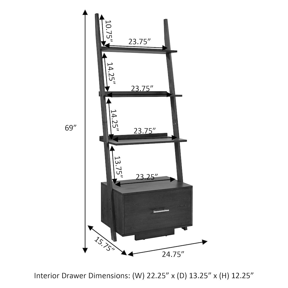 American Heritage Ladder Bookcase with File Drawer. Picture 4