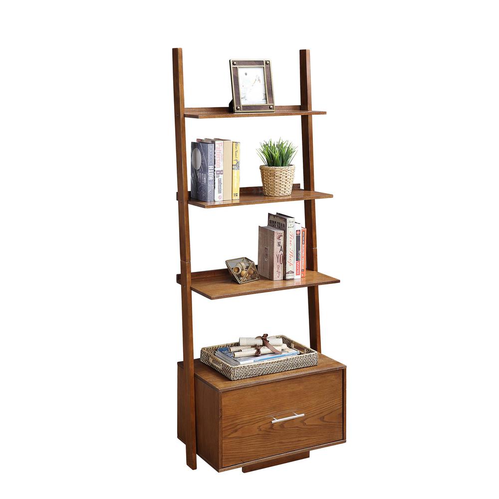American Heritage Ladder Bookcase with File Drawer. Picture 1