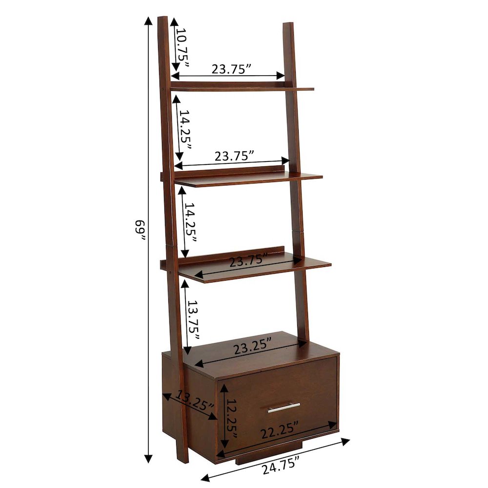 American Heritage Ladder Bookcase with File Drawer. Picture 4