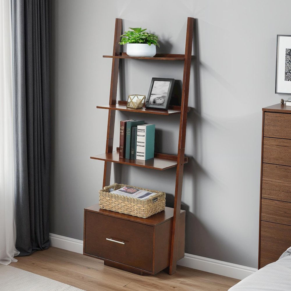 American Heritage Ladder Bookcase with File Drawer. Picture 2