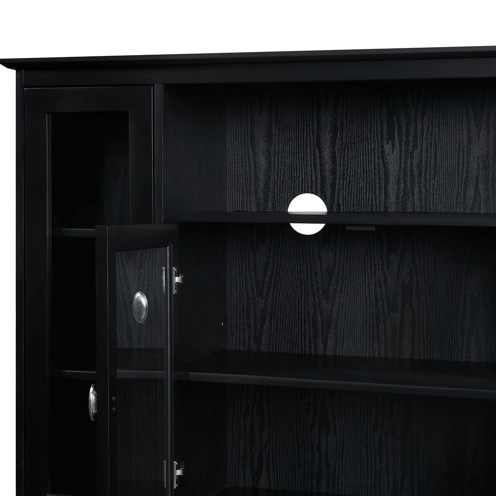 Summit Highboy TV Stand with Storage Cabinets and Shelves, Black Finish. Picture 5