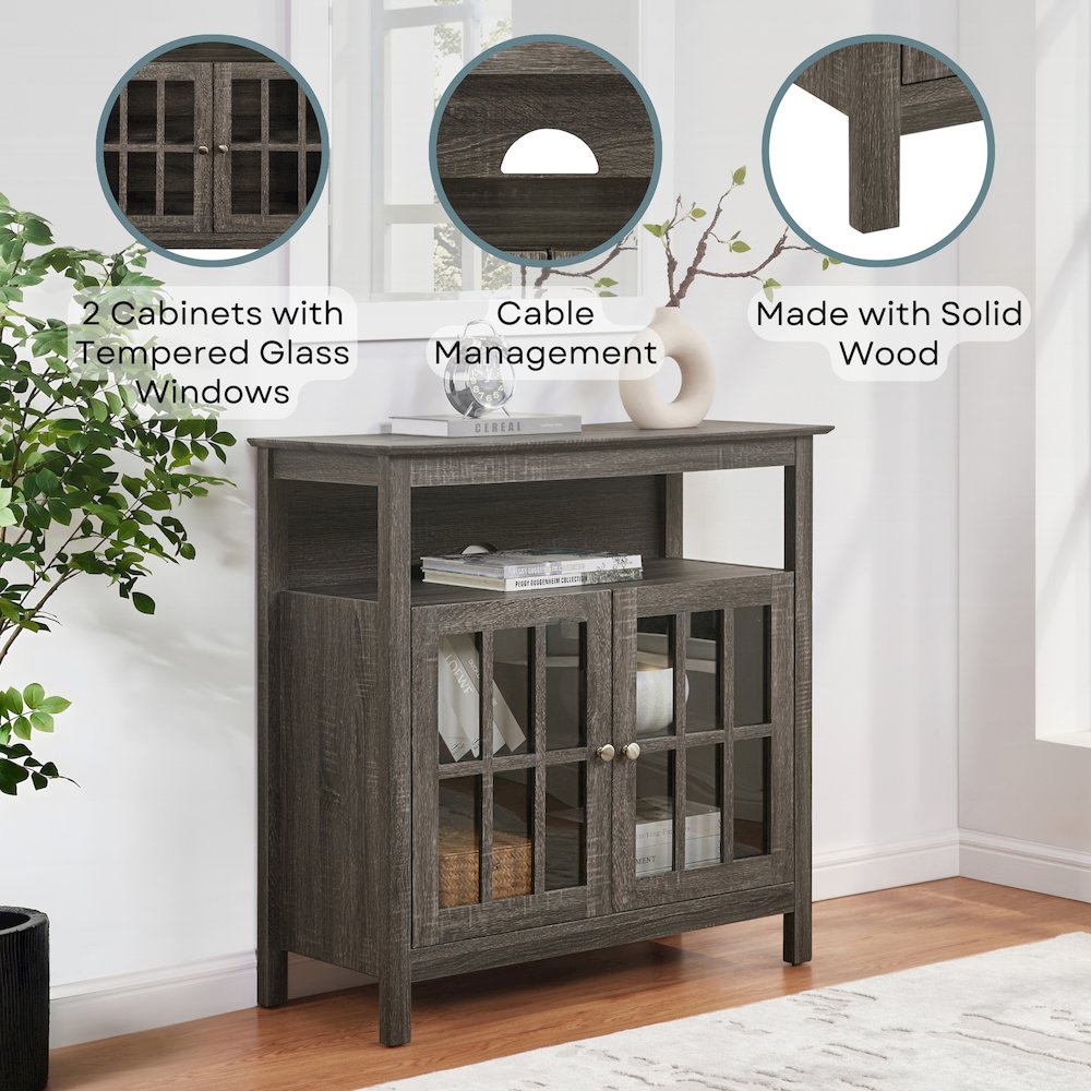 Big Sur Highboy TV Stand with Storage Cabinets for TVs up to 40 Inches. Picture 3