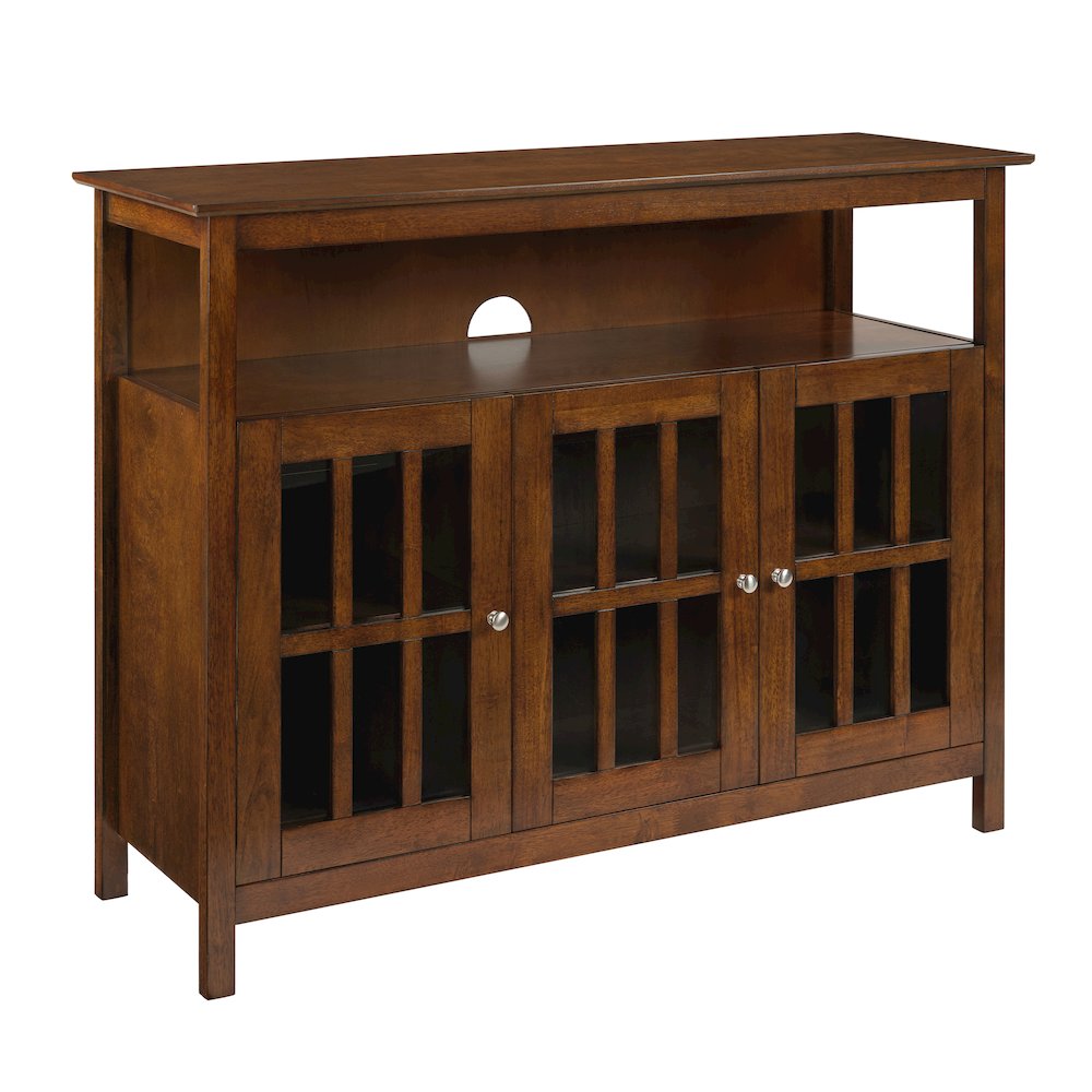 Big Sur Deluxe TV Stand with Storage Cabinets and Shelf for TVs up to 55 Inches Dark Walnut. Picture 1