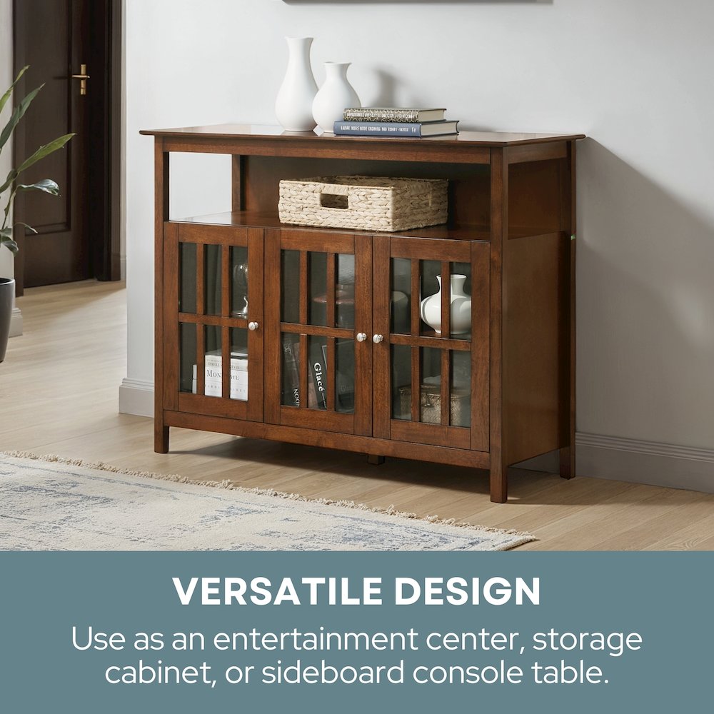 Big Sur Deluxe TV Stand with Storage Cabinets and Shelf for TVs up to 55 Inches Dark Walnut. Picture 6