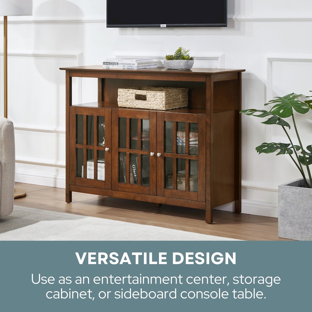 Big Sur Deluxe TV Stand with Storage Cabinets and Shelf for TVs up to 55 Inches Dark Walnut. Picture 7