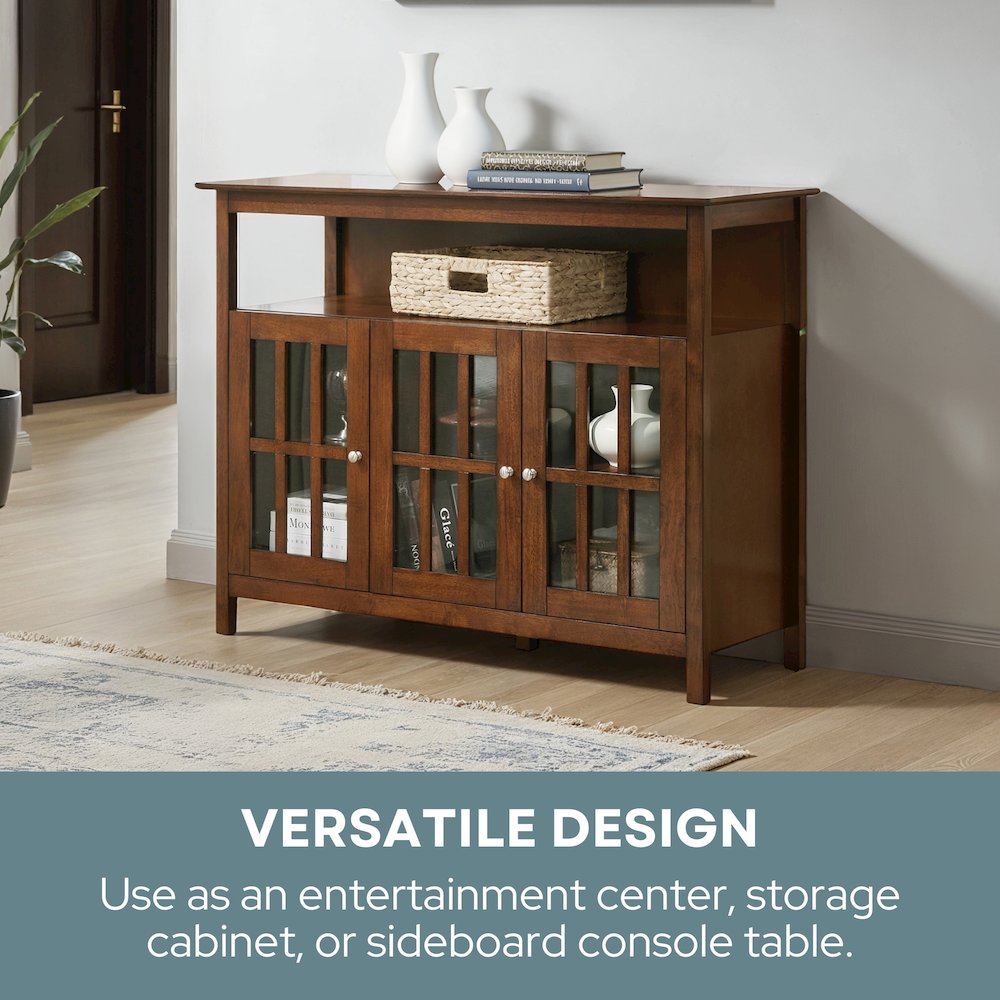 Big Sur Deluxe TV Stand with Storage Cabinets and Shelf for TVs up to 55 Inches Dark Walnut. Picture 8
