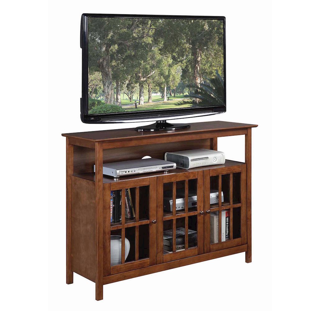Big Sur Deluxe TV Stand with Storage Cabinets and Shelf for TVs up to 55 Inches Dark Walnut. Picture 3